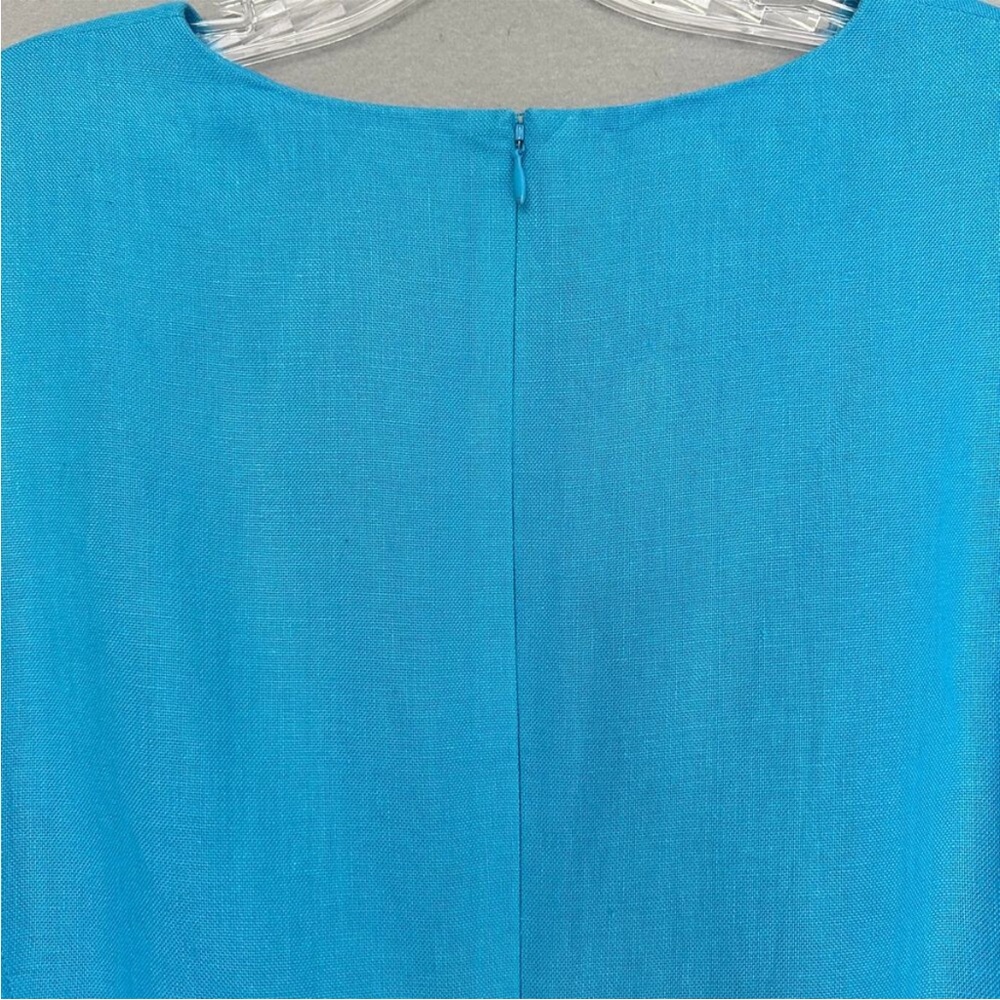 Talbots Vibrant Turquoise Blue Irish Linen Sleeveless Sheath Midi Dress Size 16 - Picture 5 of 10